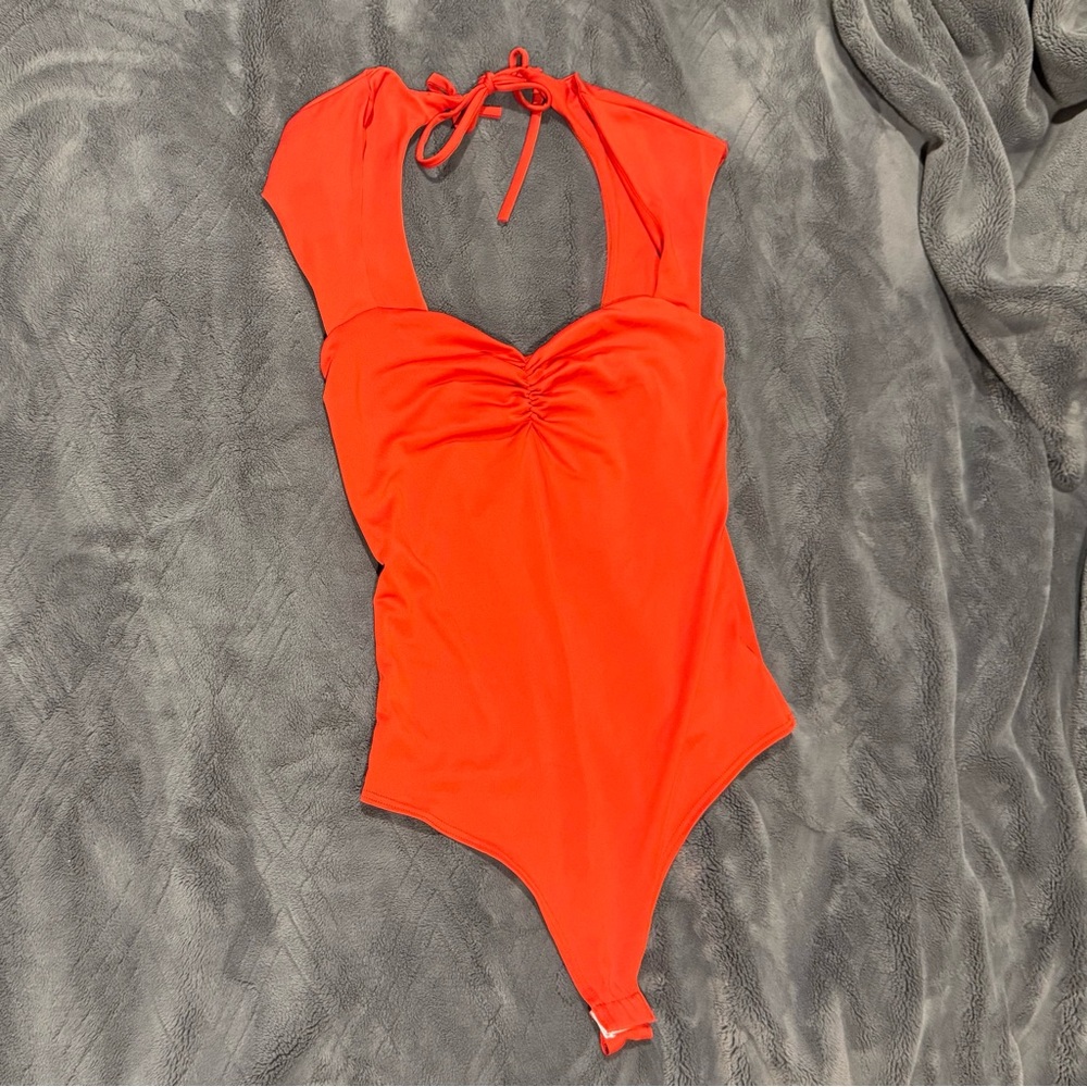 Bright Red Bodysuit Top by Live in the Moment